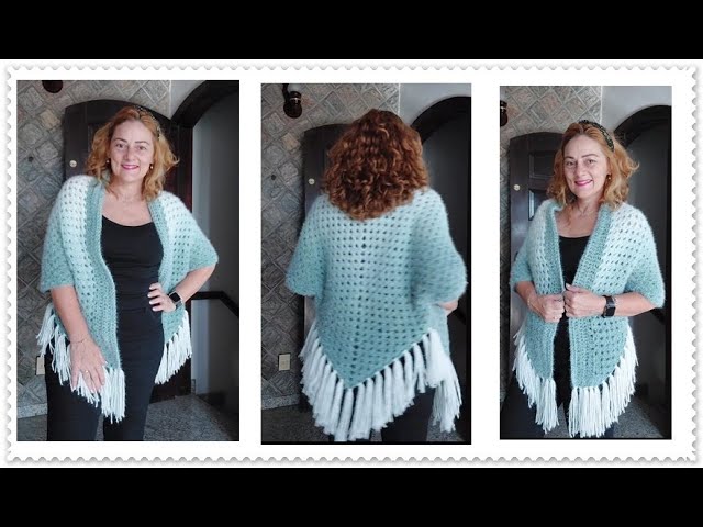 Cardigan Hexagonal De Crochê