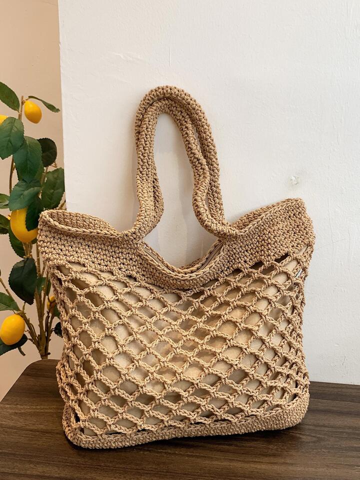 Bolsa De Crochê Com Ziper De Crochê