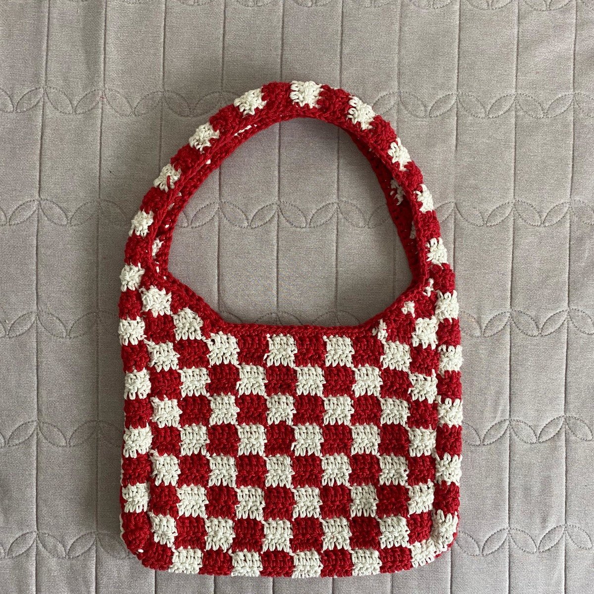 Bolsa Xadrez De Crochê