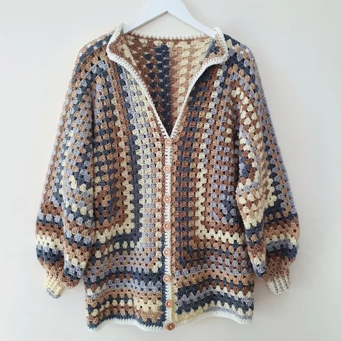 Cardigan Hexagonal De Crochê