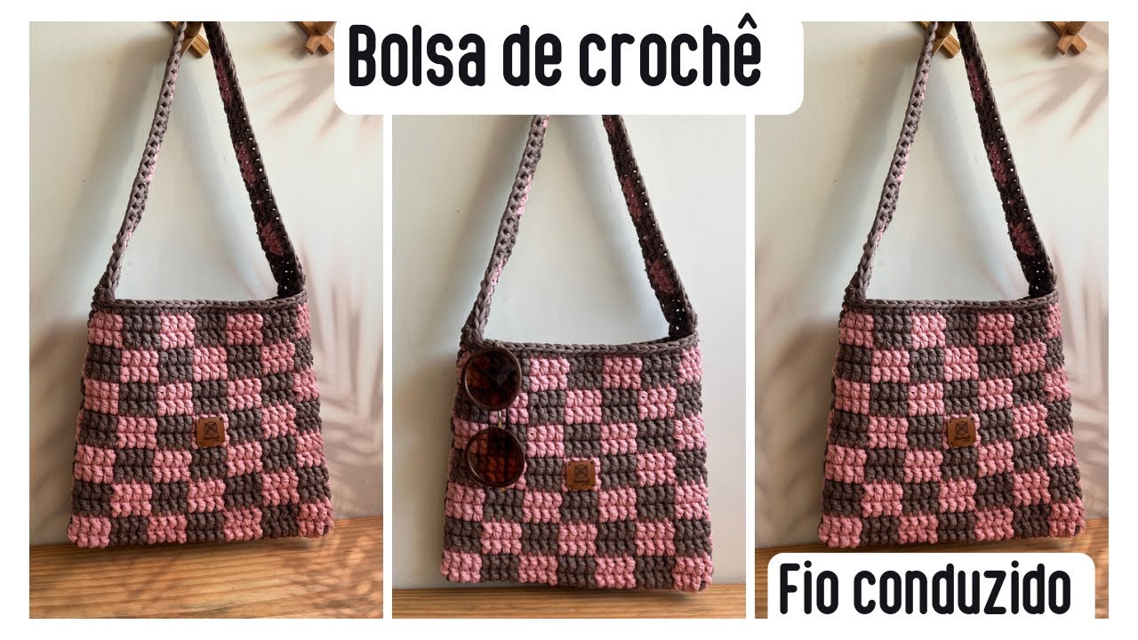 Bolsa De Crochê Xadrez De Crochê