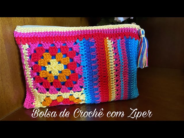 Bolsa De Crochê Com Ziper De Crochê