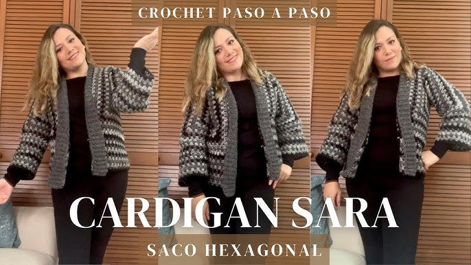 Cardigan Hexagonal De Crochê