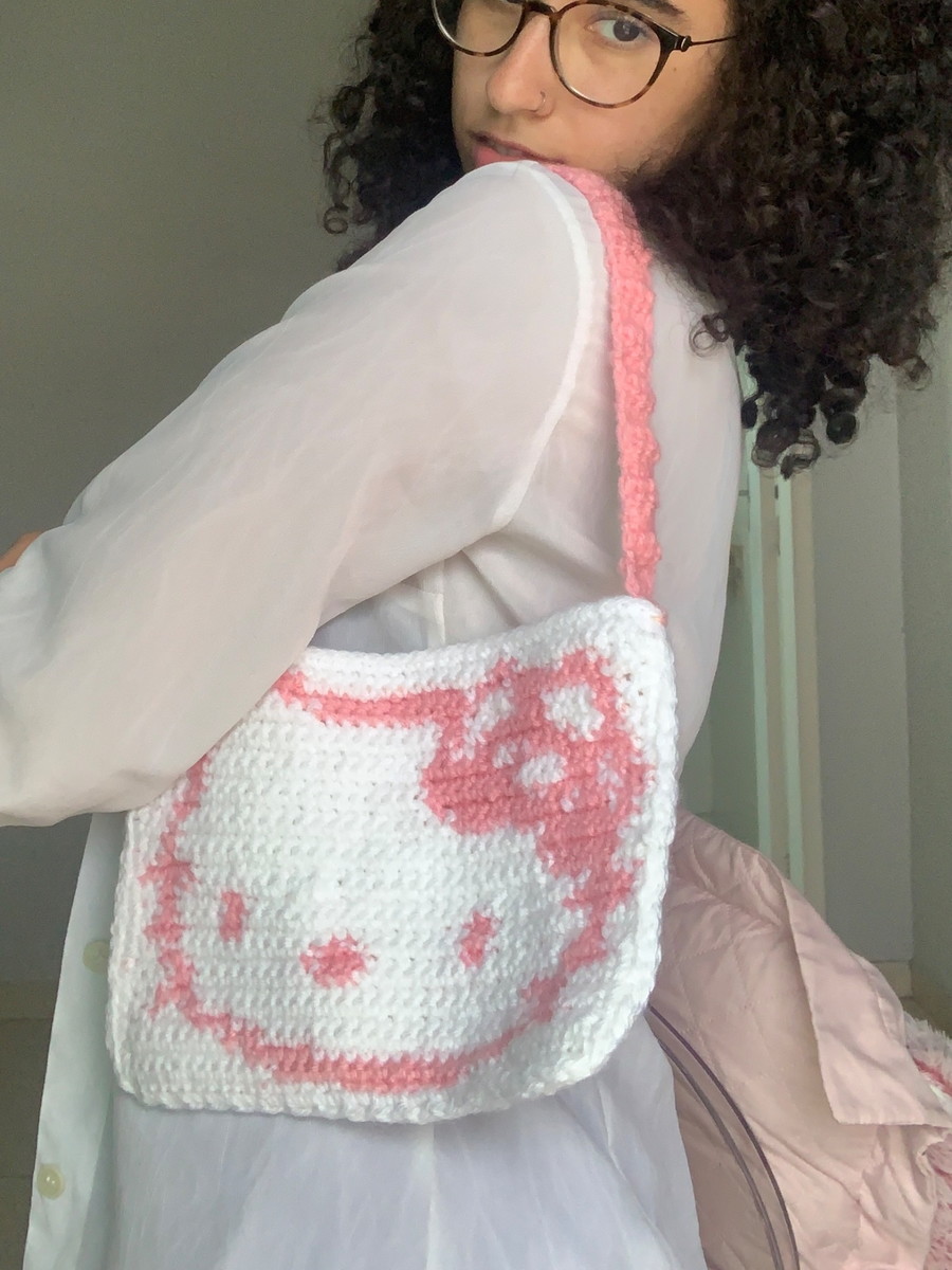 Bolsa De Crochê Hello Kitty De Crochê