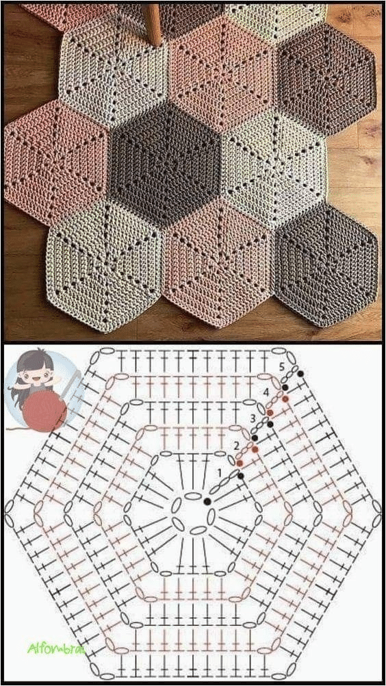 Tapete De Crochê Hexágono Passo A Passo De Crochê